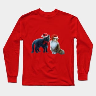 Two Cats in Santa Hats Long Sleeve T-Shirt